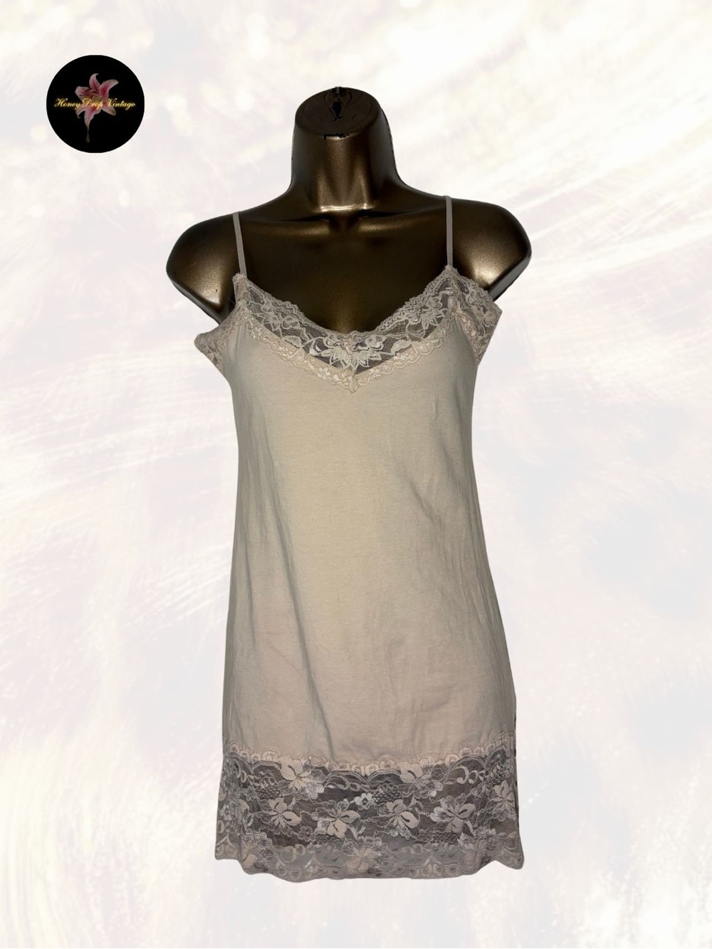 Bozzolo Nude Lace Trim Slip Dress